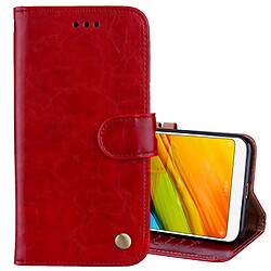 Wewoo Housse Étui rouge pour Xiaomi Redmi 5 texture de cire d'huile horizontale flip en cuir avec titulaire et fentes cartes porte-monnaie