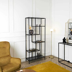 The Home Deco Factory Etagère en métal et verre fumé Edison 80 x 30 x 180 cm.