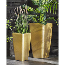 Beliani Lot de 2 pots de fleurs dorés 30 x 30 x 57 cm MODI