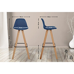 Avis Decoshop26 Tabouret de bar chaise haute x1 repose-pieds style scandinave en tissu bleu structure en bois clair carré 10_0004640