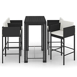 vidaXL Ensemble de bar de jardin 5 pcs et coussins Résine tressée Noir