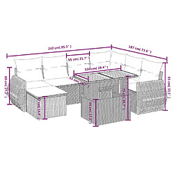 Avis vidaXL Salon de jardin avec coussins 8 pcs beige résine tressée