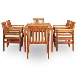 Avis Maison Chic Mobilier à dîner 7 pcs de jardin - Ensemble table et chaises d'extérieur - Salon/Mobilier de jardin classique et coussins Acacia solide -MN73122