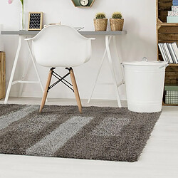 Thedecofactory MAURANNE - Tapis à poils longs motifs rectangles gris 160x230