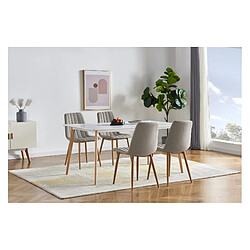 Moloo CARLA - Chaise scandinave tissu lin pieds métal effet bois(x4)