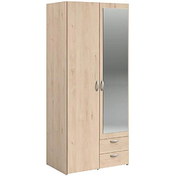 Avis Armoire de chambre - VARIA - Décor chene - 2 portes dont 1 avec miroir - 2 tiroirs - 81 x 51 x 185 cm - PARISOT