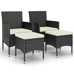 Maison Chic Jeu de 4 chaise,fauteil et tabouret de jardin 4 pcs 4 pcs Résine tressée Noir -GKD51477