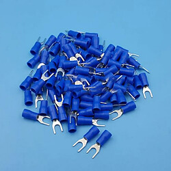 Lot 100pcs Bleu Isolé Cosses à Sertir électrique Connecteur Fourche Bêche