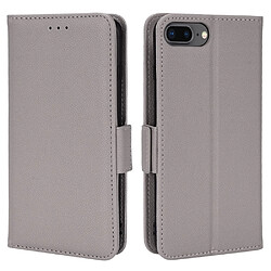 Etui en PU texture litchi gris pour votre iPhone 6 Plus/6s Plus/7 Plus/8 Plus 5.5 pouces