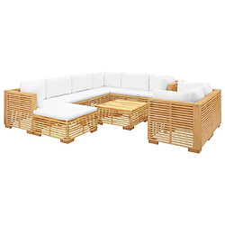 Avis Maison Chic Salon de jardin 10 pcs + coussins - Mobilier/Meubles de jardin - Table et chaises d'extérieur Bois de teck solide -MN26501