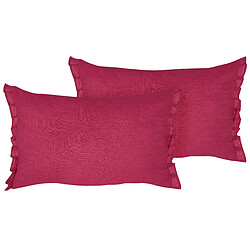 Beliani Lot de 2 coussins SASSAFRAS Lin 30 x 45 cm Unicolore Rouge Bordeaux