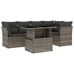 vidaXL Salon de jardin 6 pcs avec coussins gris résine tressée