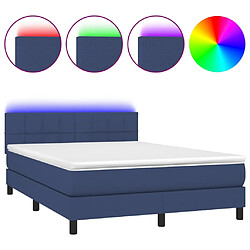 vidaXL Sommier à lattes de lit avec matelas LED Bleu 140x190 cm Tissu