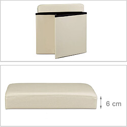 Avis Helloshop26 Tabouret pouf banquette pliant meuble de rangement stable synthétique 38 cm beige 13_0002806_4