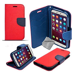 Htdmobiles Housse etui portefeuille pour OnePlus 6 + film ecran - ROUGE / BLEU