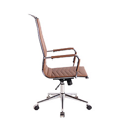 Avis Decoshop26 Chaise fauteuil de bureau avec accoudoirs siège pivotant en métal chromé et PVC marron clair 10_0002366