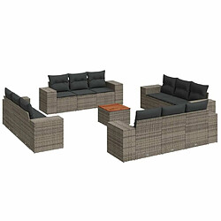 Maison Chic Salon de jardin avec coussins 13 pcs | Ensemble de Table et chaises | Mobilier d'Extérieur gris résine tressée -GKD36013