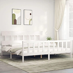 Maison Chic Lit adulte - Cadre Structure de lit avec tête de lit Contemporain blanc 200x200 cm bois massif -MN43030