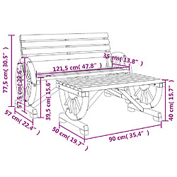 vidaXL Salon de jardin 2 pcs bois de sapin massif pas cher