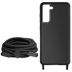 Avizar Coque Cordon pour Samsung S21 FE Lanière Tour du Cou 80cm série Corda Noir