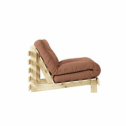 Avis Inside 75 Fauteuil convertible futon ROOTS pin naturel coloris brun argile couchage 90 x 200 cm.