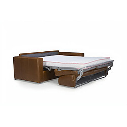 Acheter Vente-Unique Canapé 3 places convertible express 100% cuir de buffle vintage caramel matelas 14cm DELECTEA II