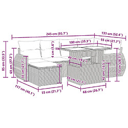 Acheter vidaXL Salon de jardin avec coussins 7 pcs beige résine tressée