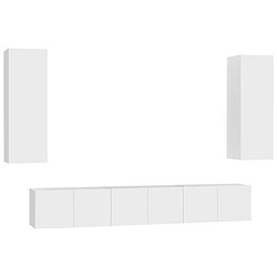 Maison Chic Ensemble de meubles TV 5 pcs | Banc TV Moderne pour salon | Meuble de Rangement - Blanc Aggloméré -MN69744