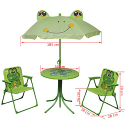 vidaXL Ensemble de bistro avec parasol pour enfants 3 pcs Vert pas cher