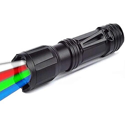 BESTA Lampe de Poche Tactique LED avec Rouge Vert Bleu Blanc, 4 Couleurs en 1 Lampe Torche Zoomable Multifonctionnelle Imperméable pour Vision nocturne, Pêche, Camping, Chasse