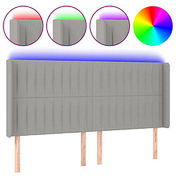 Maison Chic Tête de lit scandinave à LED,meuble de chambre Gris clair 163x16x118/128 cm Tissu -MN64164