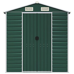 Helloshop26 Abri de jardin cabane cabanon maison de stockage remise extérieur hangar outils robuste 191 x 470 x 198 cm acier galvanisé vert 02_0022351