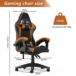 Acheter RATTANTREE Chaise de Gaming, fauteuil gaming, avec Lombaire&Appui-Tête Appui, chaise gamer, Ergonomique PU Cuir Chaise Bureau, fauteuil gamer, chaise bureau gaming, Dossier Inclinable à 155, Noir Orange