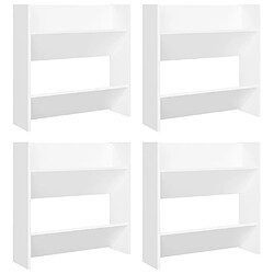 vidaXL Armoires à chaussures murales 4 pcs blanc bois d'ingénierie