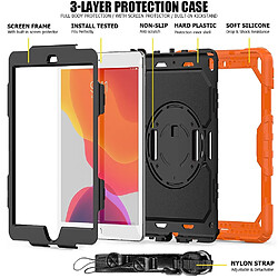 Acheter Wewoo Housse Étui Coque Pour iPad 10.2 Gel de silice coloré antichoc + de protection PC avec support et bandoulière et dragonne et fente stylo Orange