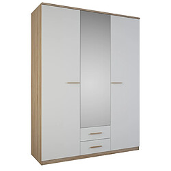 Pegane Armoire 3 portes coloris chene - Dim : 161,1 x 210,9 x 55 cm