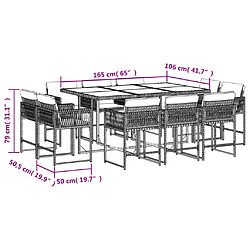 Acheter vidaXL Ensemble à manger de jardin et coussins 11 pcs marron rotin