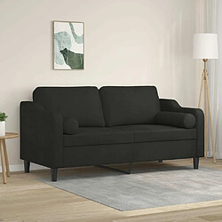 Maison Chic Canapé 2 places avec oreillers,Sofa de Salon,Canapé droit décoratifs noir 140 cm tissu -GKD909799