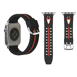 Wewoo Bracelet noir + rouge pour Apple Watch Series 3 & 2 & 1 38mm Mode Sourire Visage Motif Silicone +