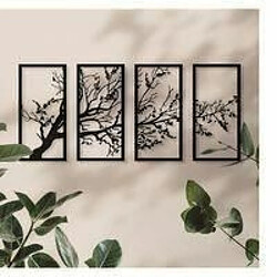 Acheter DEKORY 4 panneaux Art Mural de Branche d'arbre 100x50 cm