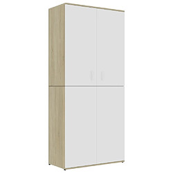 vidaXL Armoire à chaussures Blanc et chêne sonoma Bois d'ingénierie