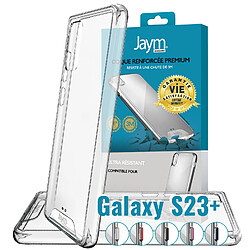 JAYM - Coque Ultra Renforcée Premium pour Samsung Galaxy S23 Plus - Certifiée 3 Mètres de chute ? Garantie à Vie - Transparente - 5 Jeux de Boutons de Couleurs Offerts