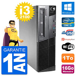 PC Lenovo ThinkCentre M81 SFF Intel i3-2100 RAM 16Go Disque 1To Windows 10 Wifi - Occasion