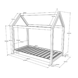 Avis Vipack Lit cabane 70x140cm pin Naturel