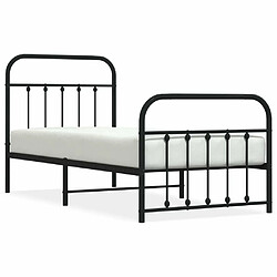 Maison Chic Lit adulte - Lit simple Cadre de lit métal avec tête de lit/pied de lit,Structure du lit Contemporain pour chambre noir 90x190 cm -MN78093