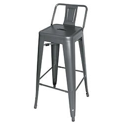 Tabourets Hauts en Acier Gris Métal avec Dossier - Lot de 4 - Bolero Bistro