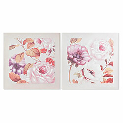 Cadre DKD Home Decor Roses (2 Unités) (70 x 3 x 70 cm)