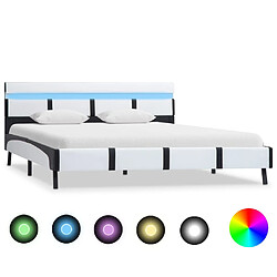 vidaXL Cadre de lit avec LED sans matelas blanc 140x200 cm similicuir