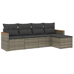 Maison Chic Ensemble de 5 Tables et chaises d'extérieur avec coussins,Salon de jardin gris résine tressée -GKD907500