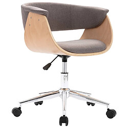 vidaXL Chaise pivotante de bureau Taupe Bois courbé et tissu